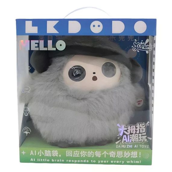 Интерактивная плюшевая AI-игрушка Ledodo с LED-глазами серая • Мягкая игрушка с искусственным интеллектом для детей | Зображення 4