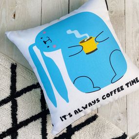Подушка габардинова з принтом It's always coffee time 50x50 (5P_23NY044)