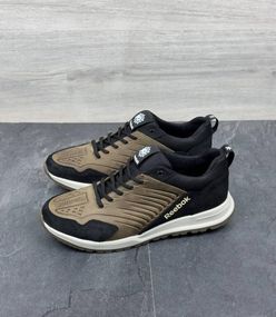 Демісезонні шкіряні кросівки Reebok колір оливковий/чорний