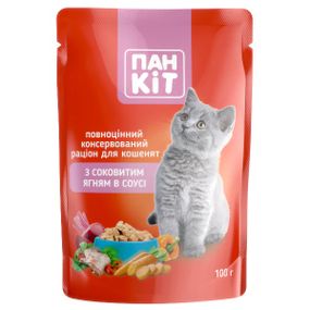 Пан Кот ЯГНЯ в соусі для кошенят, пауч 100г (24шт/уп).