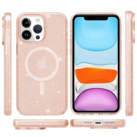 Чехол TPU Galaxy Sparkle (MagFit) для Apple iPhone 12 Pro / 12 (6.1") Gold+Glitter | Зображення 1