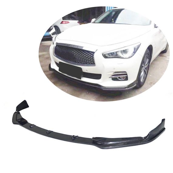 Накладка на передній бампер Lip V1 (для Q50 Base 2014-2017, Карбон) для Infiniti Q50/Q60 рр