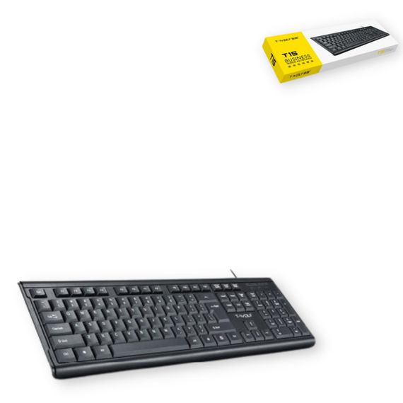 Клавіатура провідна T-Wolf T15 офісний форм-фактор кабель 1,3 м чорний (DV-169475_302)