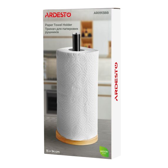 ARDESTO Тримач для паперових рушників Midori 15х34см, метал, бамбук, чорний (AR0913BB) | Зображення 6