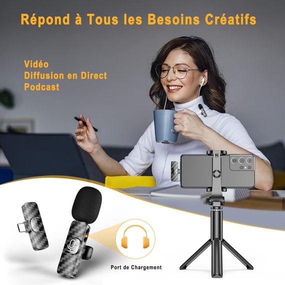 Профессиональный беспроводной петличный микрофон для iPhone/Android/камеры, беспроводной петличный микрофон дл | Зображення 5