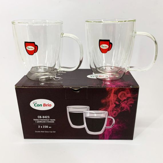 Кружка для кофе с двойным дном Con Brio CB-8423-2, 2шт, 230мл, Чашка с двойной стенкой SY-93 | Зображення 2
