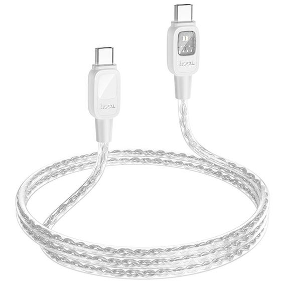 Дата кабель Hoco U124 Stone silicone power-off 60W Type-C to Type-C (1.2m) Gray | Зображення 3