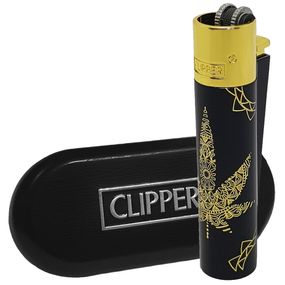 Металлическая Зажигалка Clipper Metal Yantra Weed Gold