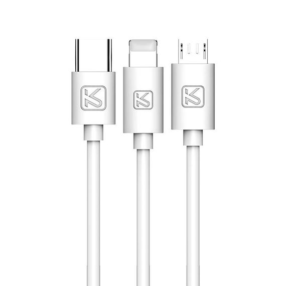 USB кабель Kaku KSC-078 3-in-1 Type-C / MicroUSB / Lightning 1m - White | Зображення 3