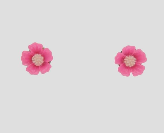 Детские сережки Сережки гвоздики пусеты Liresmina Jewelry малиновые цветочки 0.8 см