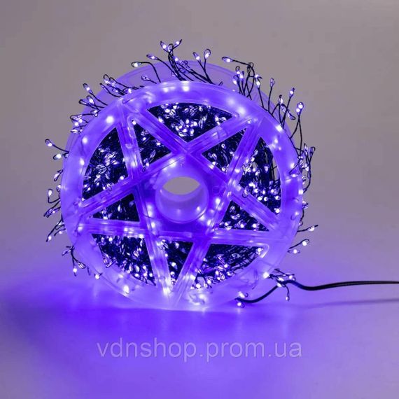 Гірлянда роса мішура 30 метрів хвойна лапа 640 led світлодіодів зелений дріт синя D1750BL | Зображення 4