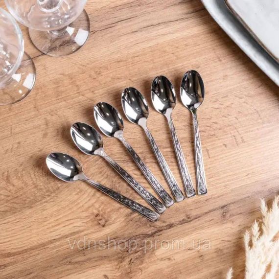 Набір чайних ложок з нержавіючої сталі 6 штук столовий набір HP96925 | Зображення 1