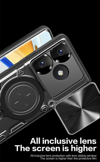 Чехол Magnetic Stand с защитой камеры для Poco F6 цвет Черный | Зображення 4