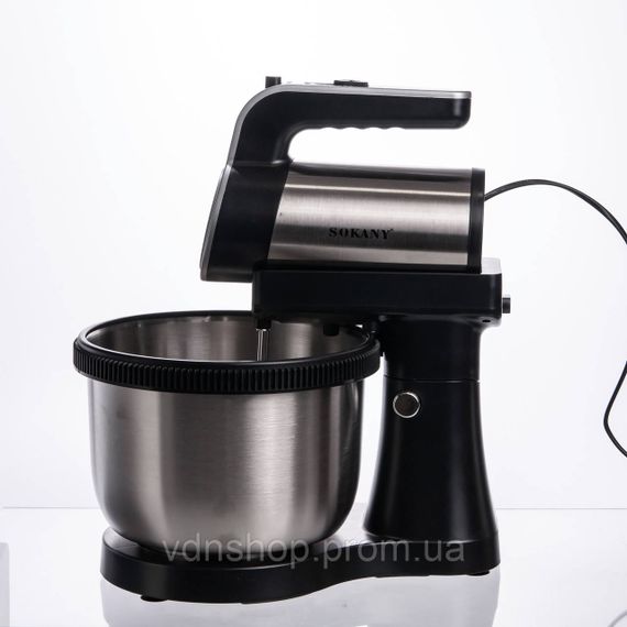 Стаціонарний міксер Sokany з чашею 4 л, 1000 Вт, 5 швидкостей, 2 насадки, віночки та гаки SK-6662 | Зображення 7