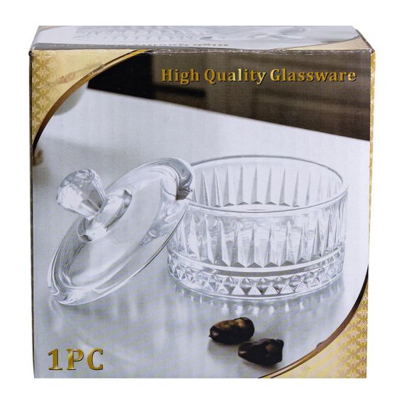 Цукерниця з кришкою Ø 10 см скляна Сіра HP-YH-78 | Зображення 5