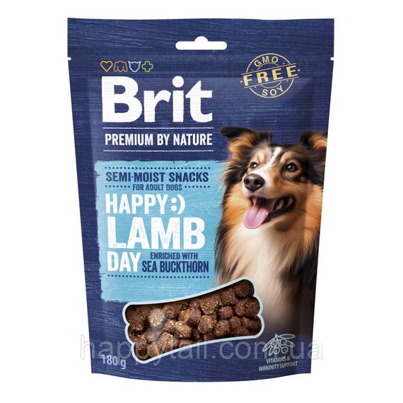 Ласощі Brit Premium (Бріт Преміум) Semi-moist Snacks для собак, напіввологі з ягням та обліпихою, 180 г