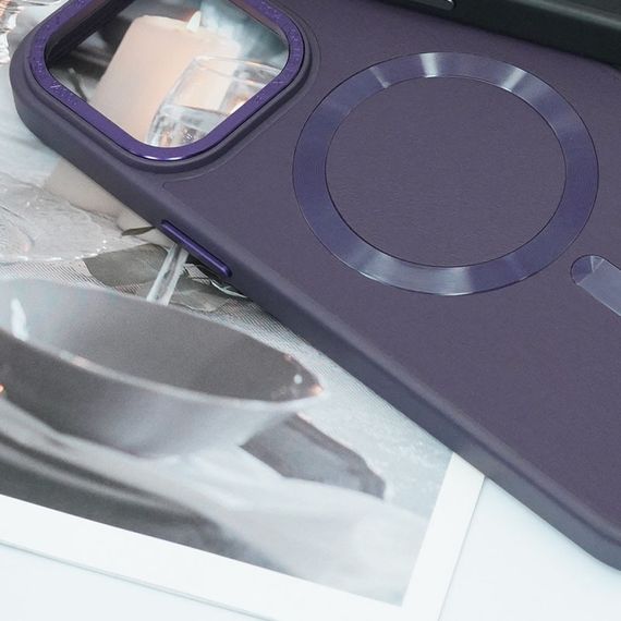 Шкіряний чохол Bonbon Leather Metal Style with MagSafe для Apple iPhone 11 Pro Max (6.5") Фіолетовий/Dark Purple | Зображення 1
