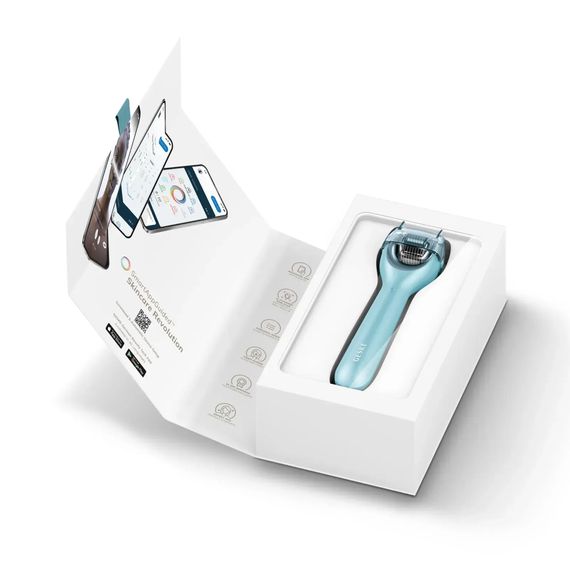 Електронний ролер для обличчя з мікроголками GESKE MicroNeedle Face Roller 9в1 gray, Бірюзовий | Зображення 8