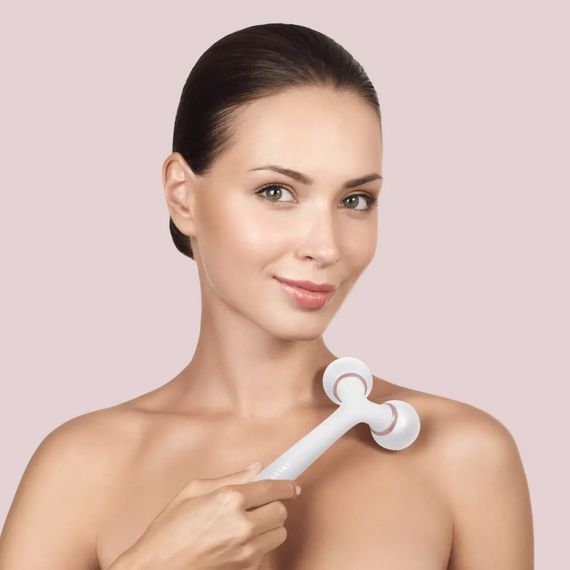 Электронный ультразвуковой ролик для лица и тела GESKE Sonic Facial&Body Roller 4в1 magenta, Бирюзовый | Зображення 3