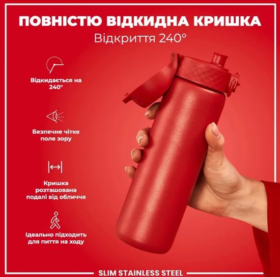 Пляшка для води металева ION8 600 мл Stainless Steel Red (I8SS600RED) | Зображення 4