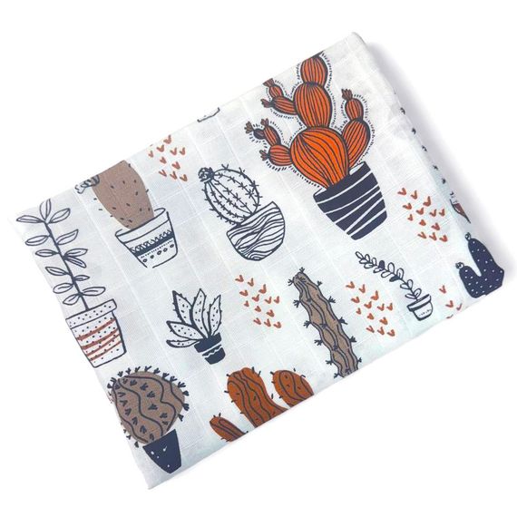 Пелюшка SoundSleep Cactus муслін 80х100 см біла (2800004517522) | Зображення 1