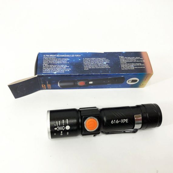 Ліхтарик на USB зарядкою для дому Police 616-XPE, Кращий тактичний ліхтар, Тактичні ліхтарі з зумом XP-71 | Зображення 2