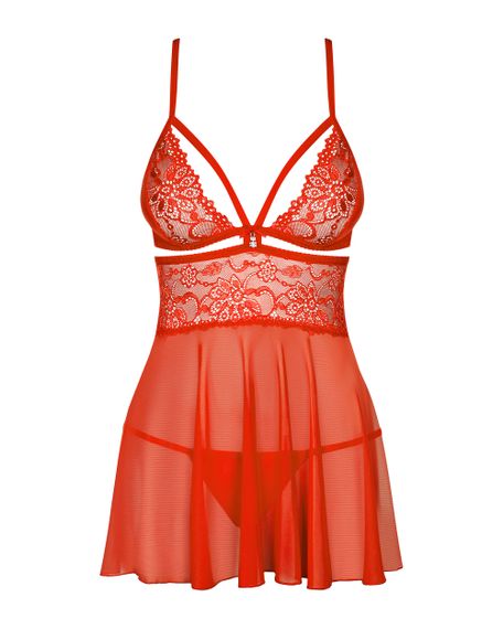 Пеньюар Obsessive 838-BAB-3 babydoll Красный S/M | Зображення 7