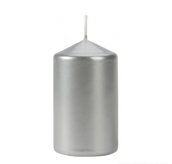 Свічка столова циліндр Bispol AURA Candles sw60/100-271 Срібний металік | Зображення 1
