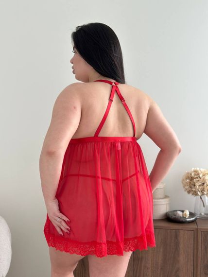 Еротичний червоний пеньюар  PLUS SIZE | Зображення 7