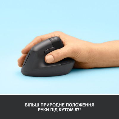 Мышка Logitech Lift Vertical Ergonomic Wireless/Bluetooth Graphite (910-006473) | Зображення 2