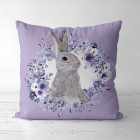 Подушка декоративная Soft Зайчик среди цветов на лавандовом фоне 45x45 см (45PST_23M051)