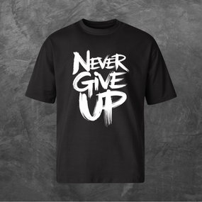 Футболка унісекс з принтом Never Give Up Оверсайз чорна S
