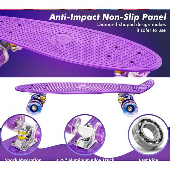 Пенні борд Penny board Дитяча скейт дошка з підсвіткою колес Fish Skateboards | Зображення 5