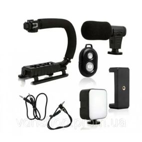 Ручка стабилизатор AY-49U для видеокамер фотоаппаратов Uобразный кронштейн для телефона с микрофоном вспышкой