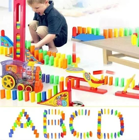 Конструктор іграшка-поїзд доміно, DOMINO Happy Truck sciries COLORS 60 деталей | Зображення 3