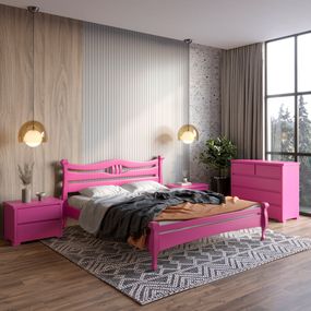 Двоспальне дерев&#039;яне ліжко Mebigrand Даллас Рожевий (S2060R30B) 140х200 см (MBG-5925)