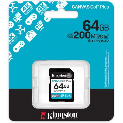 Карта памяти Kingston 64GB SDXC сlass 10 UHS-I U3 V30 Canvas Go Plus G4 (SDG4/64GB) | Зображення 2