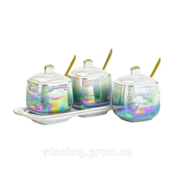 Набір для спецій порцелянаовий на підставці з ложками 3 шт по 300 мл HP6178 | Зображення 2