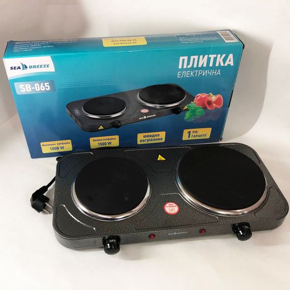 Настольная плита электрическая Sea Breeze SB-065 2500 Вт Электроплита двойная, двухконфорочная настольная | Зображення 5