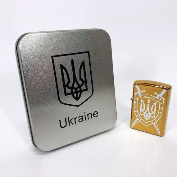 Дугова електроімпульсна запальничка USB Україна (металева коробка) HL-446. Колір: золотий | Зображення 6