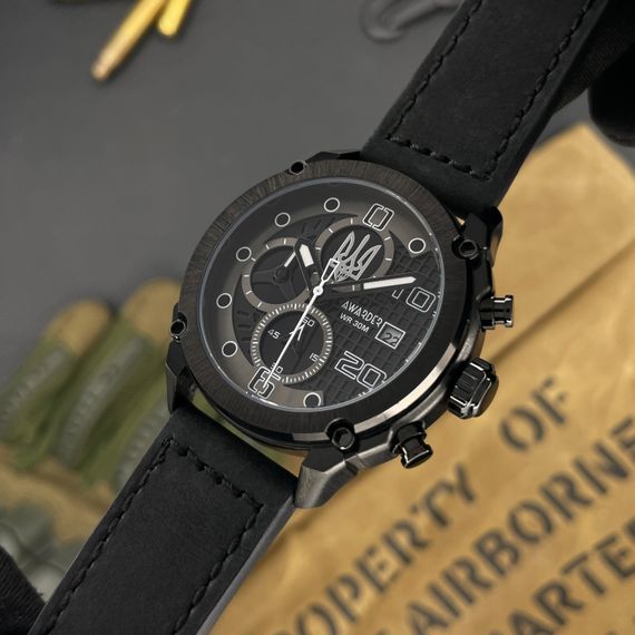 Чоловічий годинник Awarder 016 Тризуб срібло All Black | Зображення 1