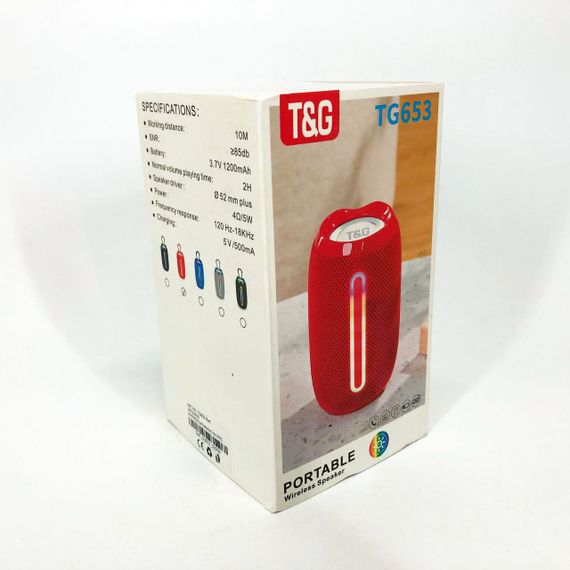 Портативна Bluetooth-колонка TG653 USB з ремінцем. AR-762 Колір: червоний