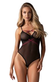 Прозрачное боди Obsessive Novenes Черное M/L