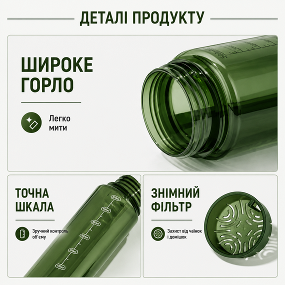 Бутылка для воды KANGZYUAN 700 мл Tritan спортивная, BPA Free, с герметичной крышкой, Зеленая | Зображення 3