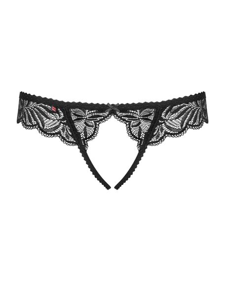 Мереживні танга з доступом Obsessive Contica crothchles thong S/M, чорні | Зображення 4
