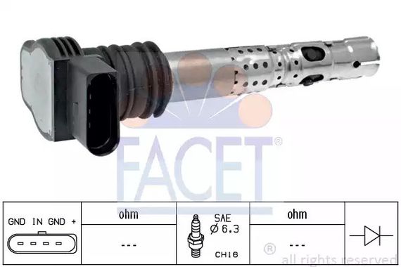 Котушка запалювання SEAT IBIZA/SKODA OCTAVIA/AUDI A3, A4/VW GOLF IV 1.8-2.7i 95-, FACET (96329) | Зображення 2