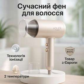 Потужний фен для волосся Adler AD 2279p 1800Вт, Фен з регулюванням температури для укладання XE-89