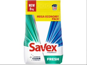 ✨ Пральний порошок Savex Premium Fresh 8 кг 🌿 Для білого та кольорового | До 53 прань