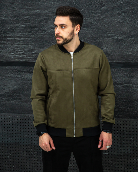 Бомбер замшевий хакі S XL | Зображення 3