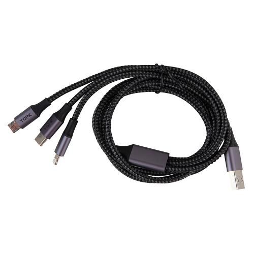 TOPK 3 в 1 USB - Micro USB/Apple/Type C/ 3A (Grey)